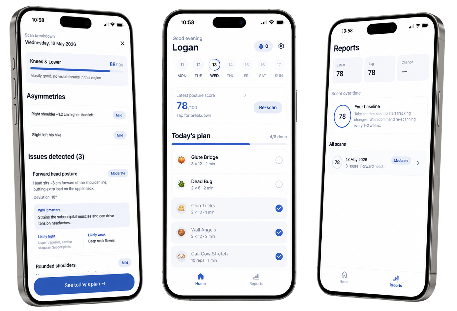 FixMyPosture app screens